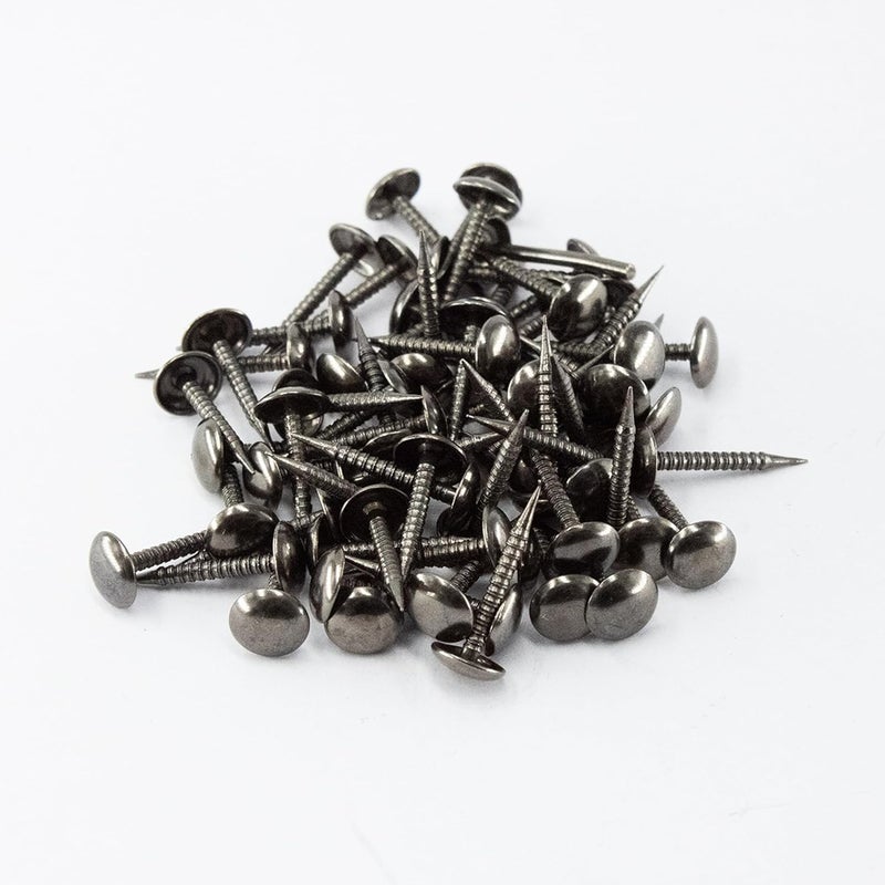 AUXBC 100 PCS Mini Upholstery Nails, 4/5" Decorative Furniture Tacks, Round Head Furniture Thumb Pushpins DIY Tacks for Sofa Bed Message Board Photo Walls, Black - Image 2